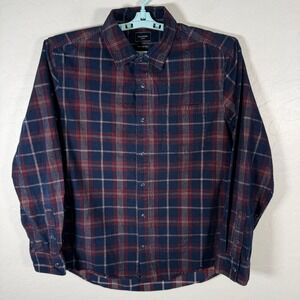 7 Diamonds Shirt Mens XL Blue Red Corduroy Button Up Plaid Regular Fit